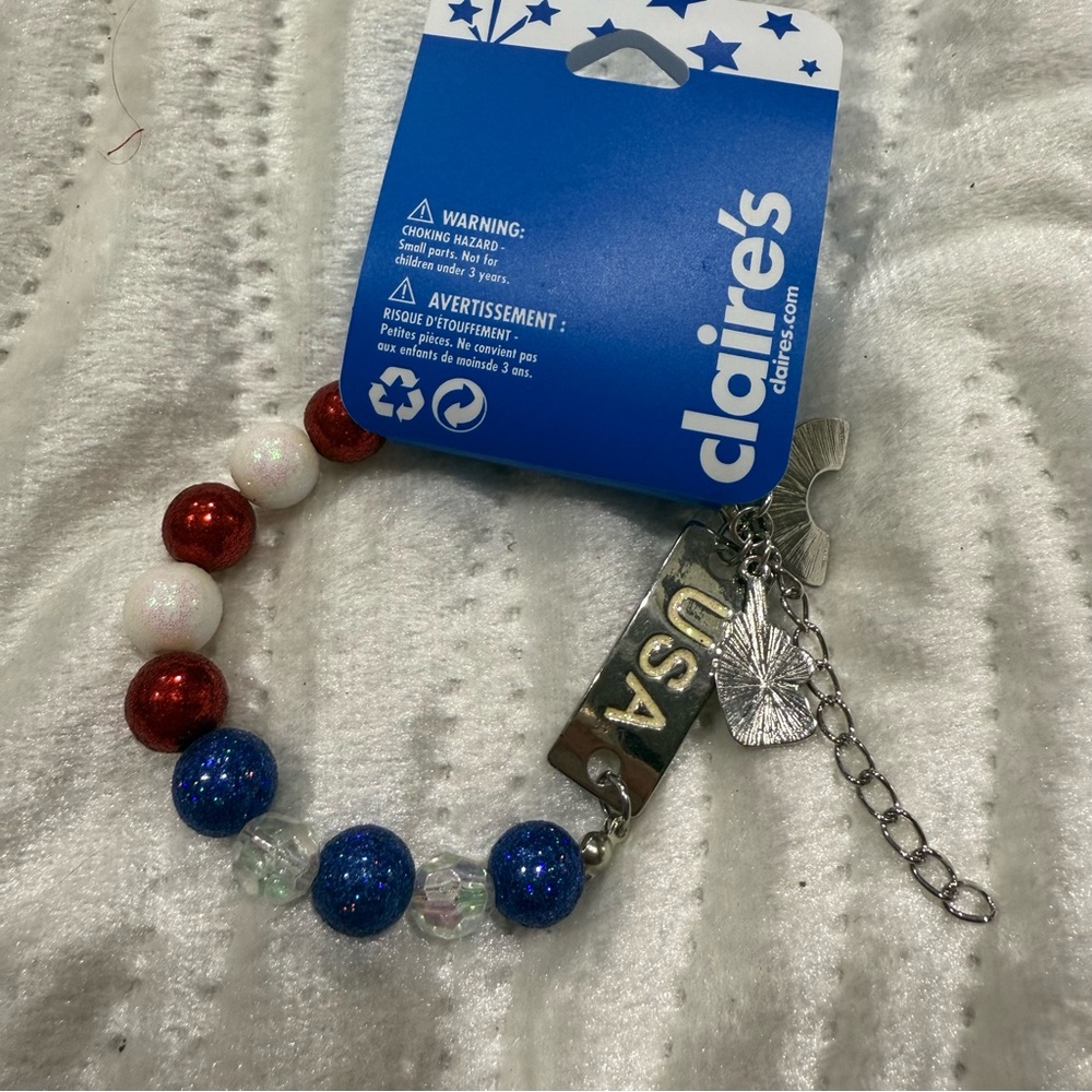 10 for $10 Claire's Red, White, and Blue USA Charm Bracelet